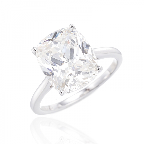 Cushion Diamond G Cubic Zircon Rhodium Plating Silver Ring 