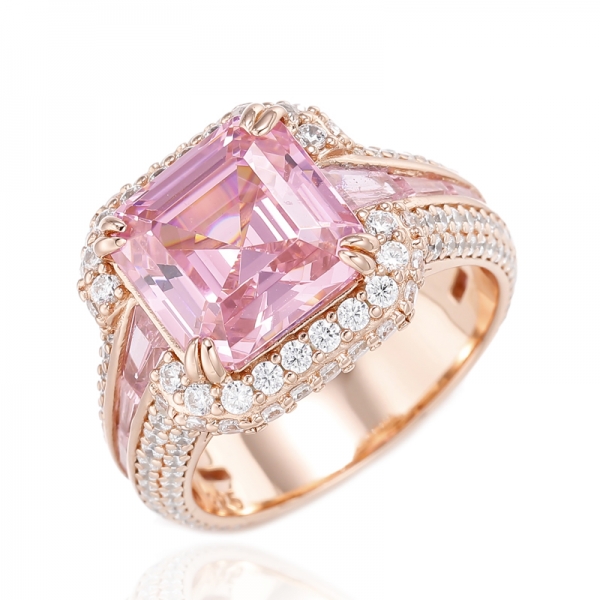 Asscher Canary And Baguette Yellow Silver Ring With Gold Plating 