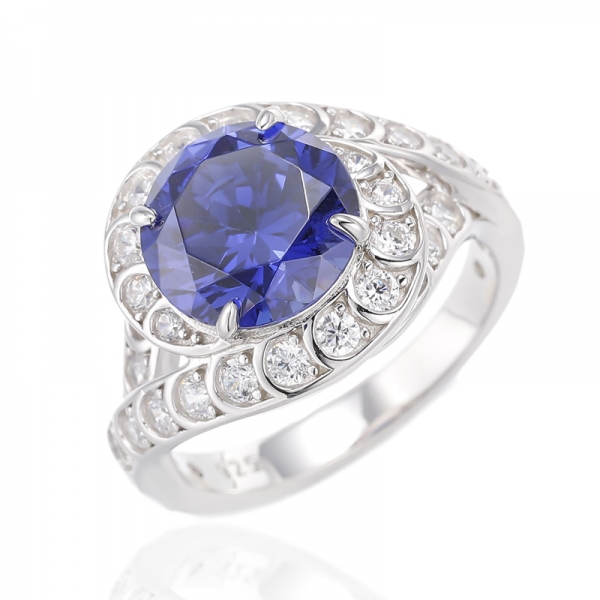 Round Diamond Yellow And White Cubic Zircon Gold Plating Silver Ring 
