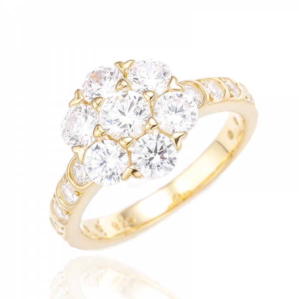 Round Morganite Nano And White Cubic Zircon Silver Ring With Rose Gold Plating 