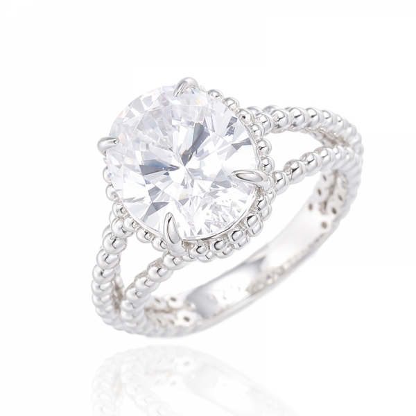 Oval Sharp Diamond Yellow Cubic Zircon Gold Plating Silver Ring 
