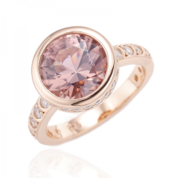 Round White Cubic Zircon Rhodium Plating Silver Ring 