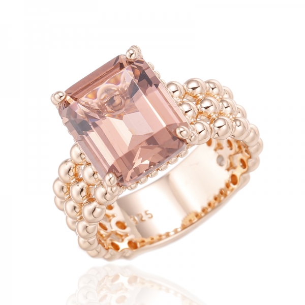 925 Emerald Cut Tanzanite Cubic Zircon Rhodium Plating Silver Ring 
