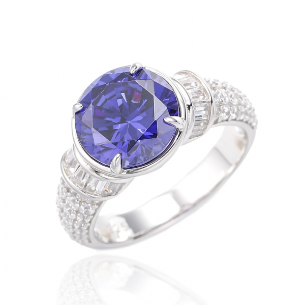 Round Morganite Nano And Baguette White Cubic Zircon Silver Ring With Rose Gold Plating 