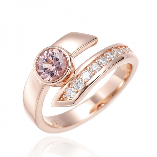 Round White Cubic Zircon Silver Ring With Gold Plating 