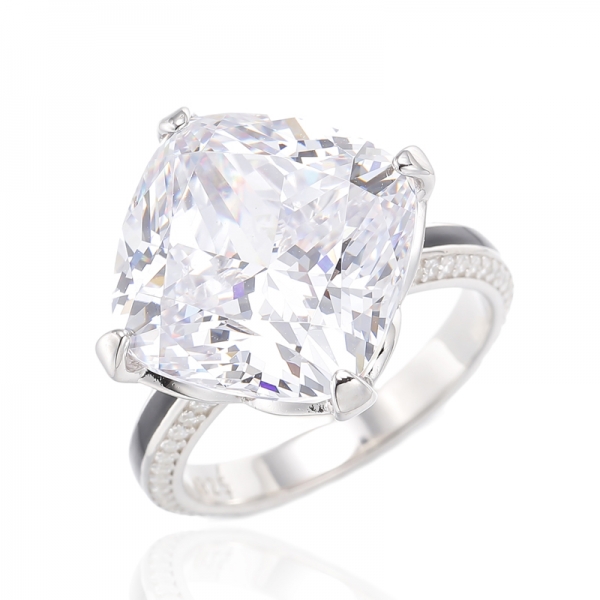 Cushion Morganite Nano And Green Enamel Silver Ring With Rose Gold Plating 