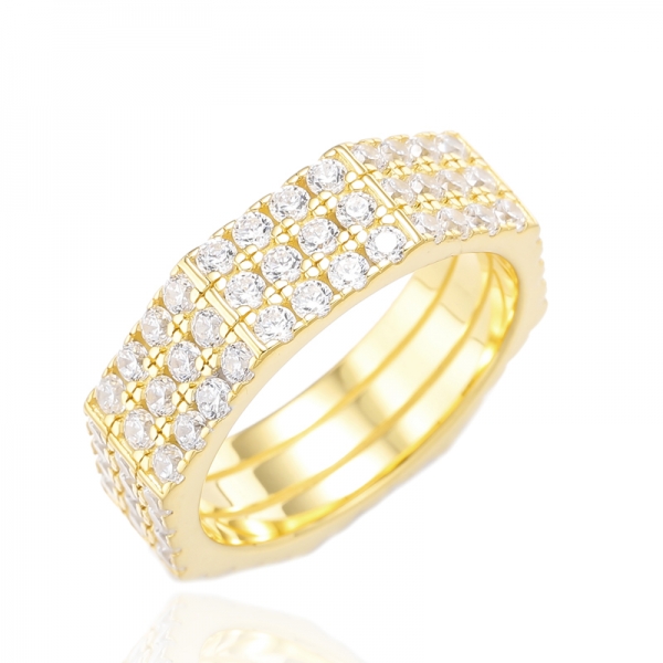 Round White Cubic Zircon Gold Plating Silver Ring 
