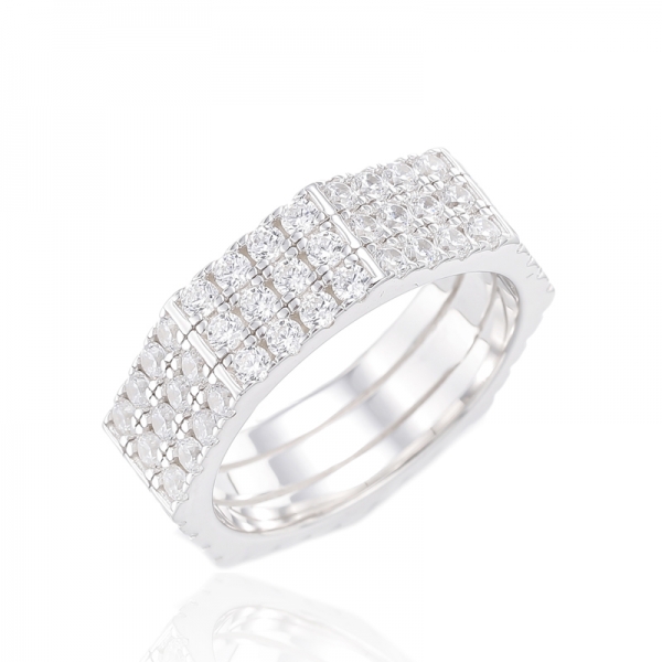 Round White Cubic Zircon Gold Plating Silver Ring 