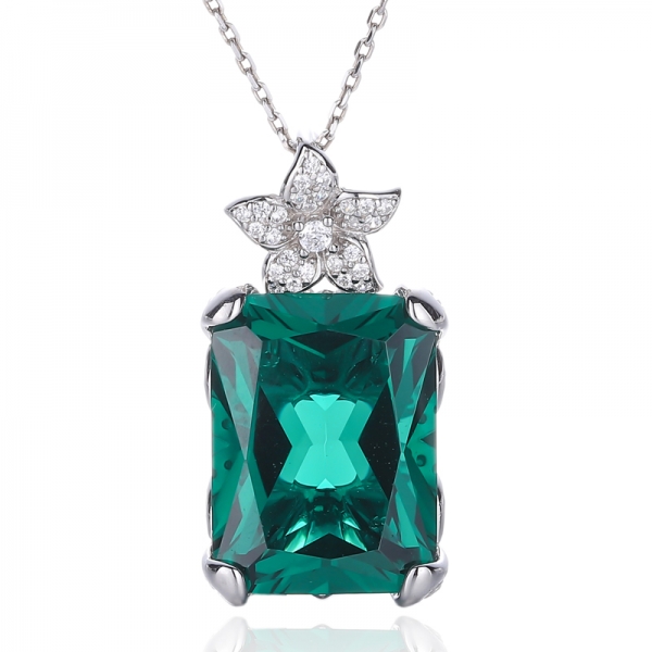 Octagon Champagne And Round White Cubic Zircon Silver Pendant With Rose Glod Plating 