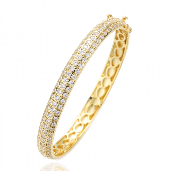 925 Round Green Nano Rhodium Plating Silver Bangle 