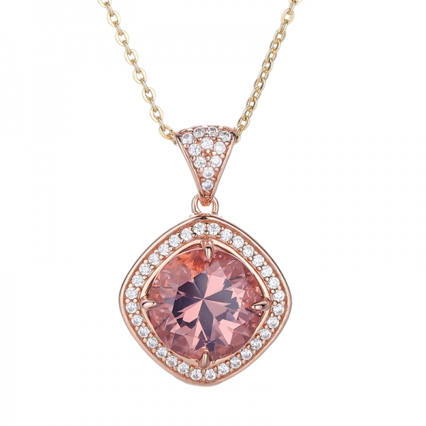 Round Tanzanite And White Cubic Zircon Rhodium Plating Silver Pendant 