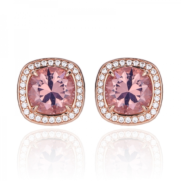 Round Shape Tanzanite And White Cubic Zircon Rhodium Plating Silver Earring 