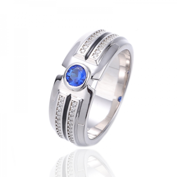 Green Enamel And Round Green Nano Silver Ring With Gold Plating 