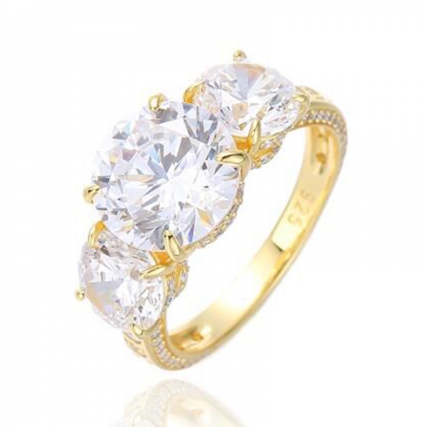925 Round Tanzanite And White Cubic Zircon Rhodium Plating Silver Ring 