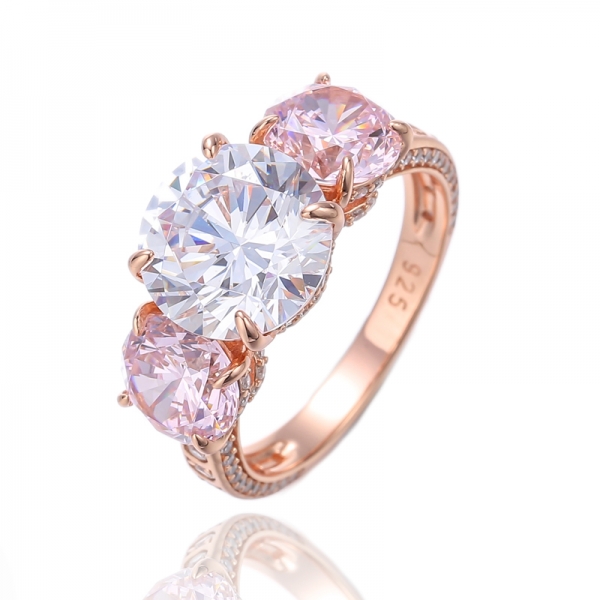 925 Round Tanzanite And White Cubic Zircon Rhodium Plating Silver Ring 