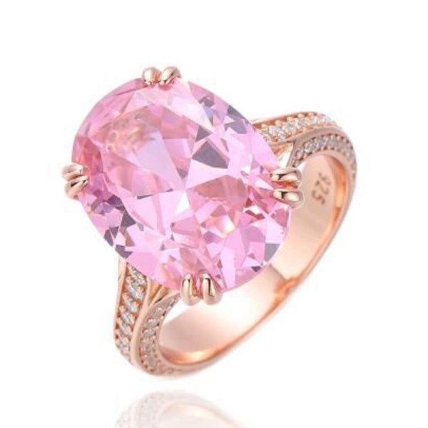 Oval Shape Tanzanite And Round White Cubic Zircon Rhodium Plating Silver Ring 