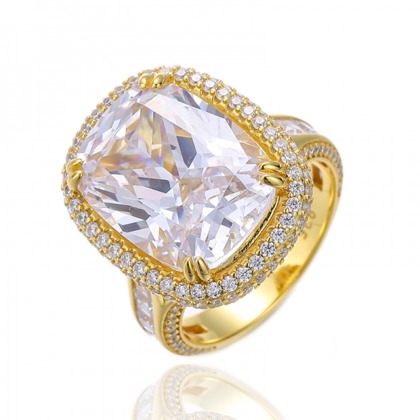 Cushion Diamond Pink And Square White Cubic Zircon Silver Ring With Rose Gold Plating 
