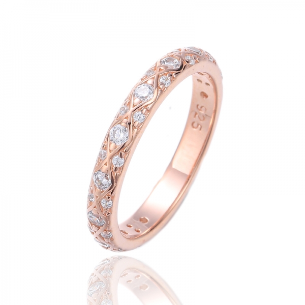 925 Round Shape Blue Nano Rhodium Silver Ring 