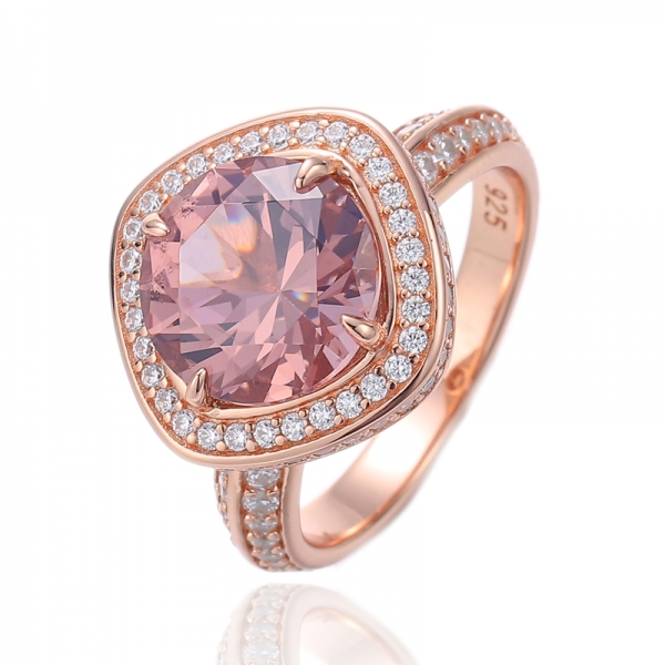 925 Round Shape Tanzanite And White Cubic Zircon Rhodium Plating Silver Ring 