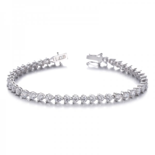 925 Round White Cubic Zircon Rhodium Plating Silver Bracelet 
