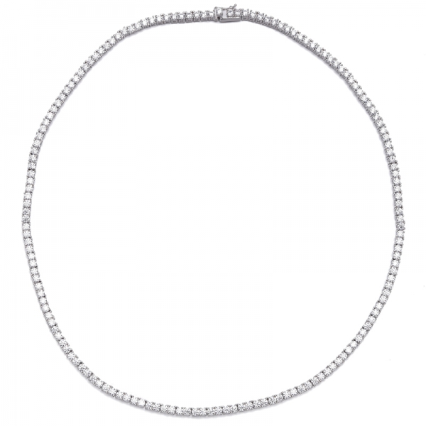 925 Round White Cubic Zircon Rhodium Plating Silver Necklace 