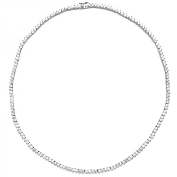 925 Round White Cubic Zircon Rhodium Plating Silver Necklace 
