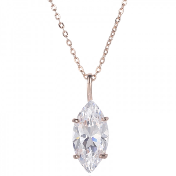 Marquise Tanzanite And Round White Cubic Zircon Rhodium Silver Pendant 