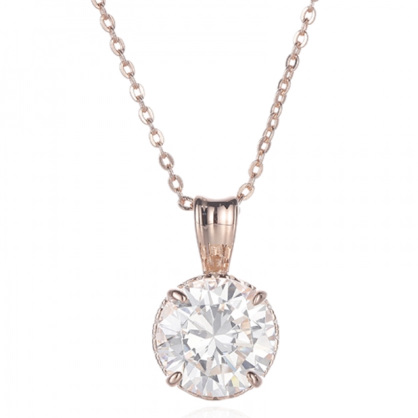 Round London Blue And White Cubic Zircon Rhodium Silver Pendant 