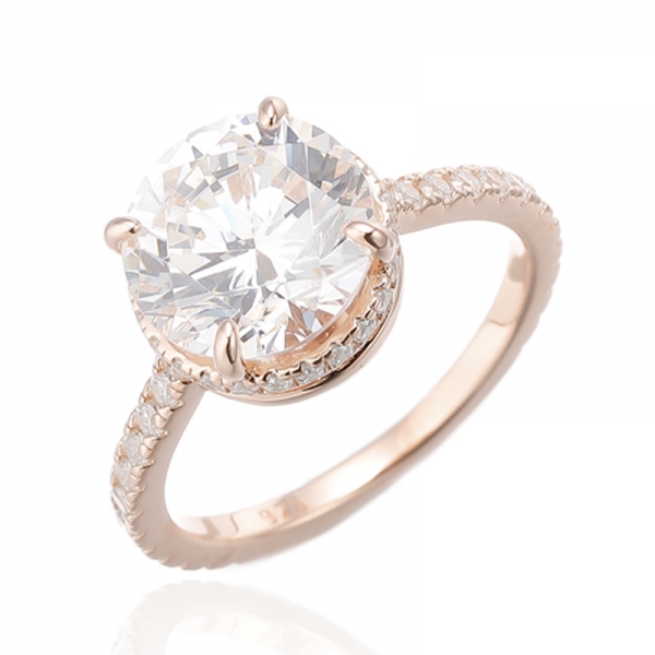 Round London Blue And White Cubic Zircon Rhodium Silver Ring 