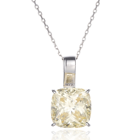 Cushion Diamond G And Round White Cubic Zircon Silver Pendant With Rose Glod Plating 