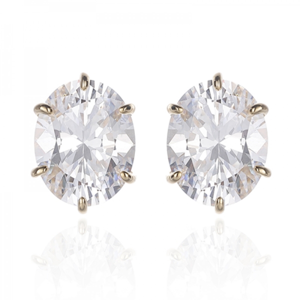 Oval Shape Diamond Pink And Round White Cubic Zircon Rhodium Silver Earring 