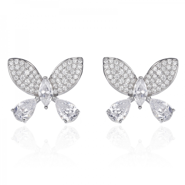 Marquise And Round Ruby Corundum Silver Earring With Rose Glod Plating 