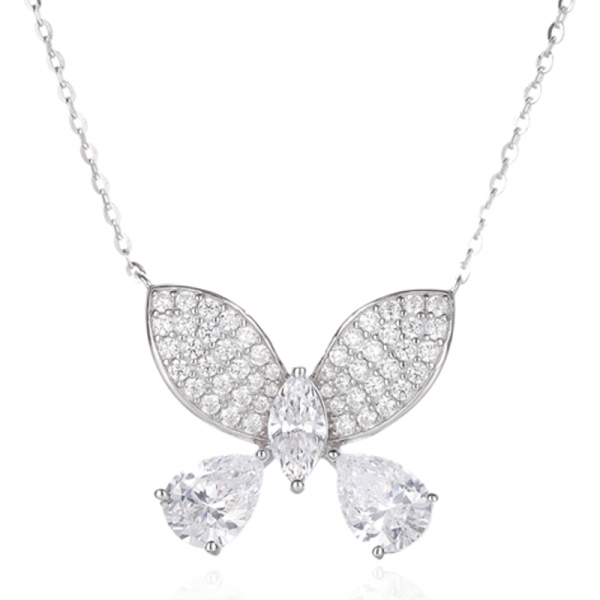 Marquise And Round Ruby Corundum Silver Necklace With Rose Gold Plating 
