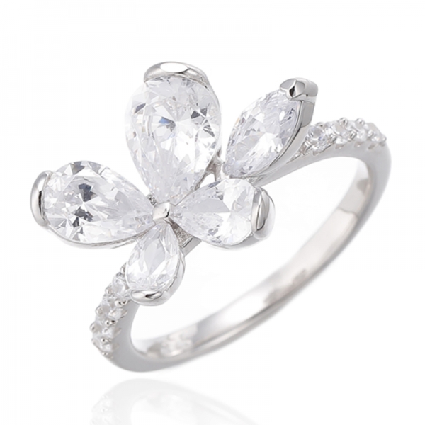 Pear Shape And Marquise Morganite Nano Silver Ring With Rose Gold Plating 