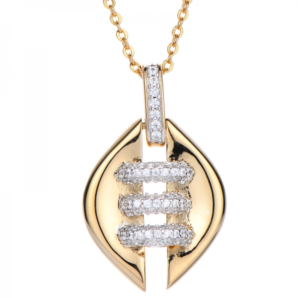 Round White Cubic Zircon Silver Pendant With Rose Glod Plating 