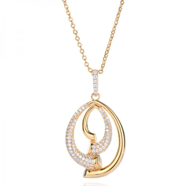 Round Morganite Nano And Coffee Cubic Zircon Silver Pendant With Two Tone Plating 