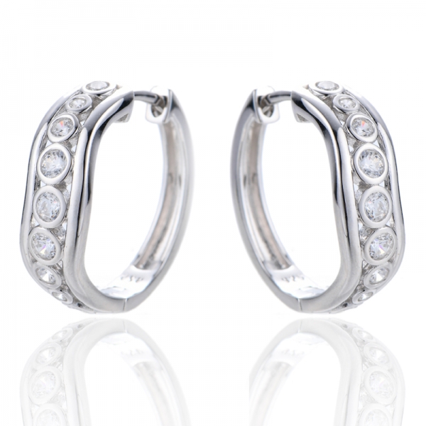 Round Morganite Nano Silver Earring With Rose Glod Plating 