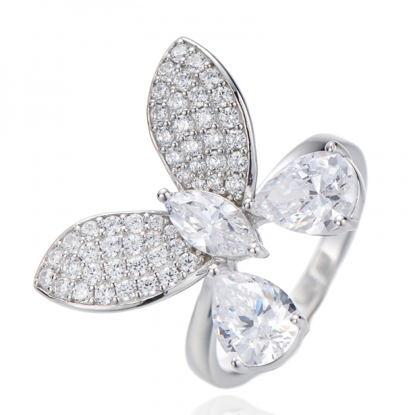 Marquise And Round Ruby Corundum Silver Ring With Rose Glod Plating 