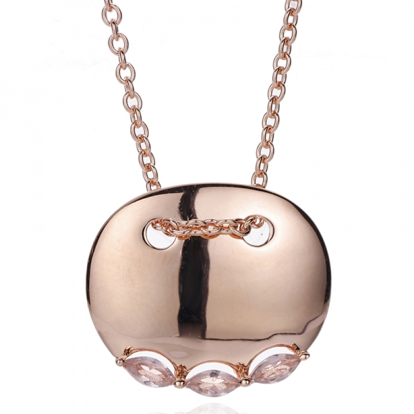 Marquise Morganite Nano Silver Necklace With Rose Gold Plating 