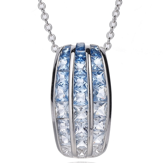 Square Rainbow Cubic Zircon Silver Pendant With Glod Plating 