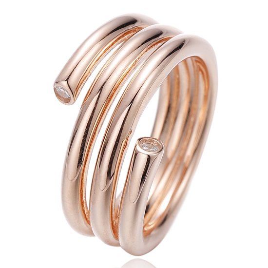 Round White Cubic Zircon Silver Ring With Gold Plating 