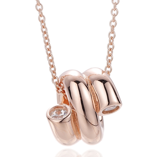 Round White Cubic Zircon Silver Pendant With Glod Plating 