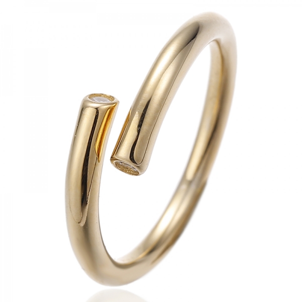 Round White Cubic Zircon Silver Ring With Rose Gold Plating 