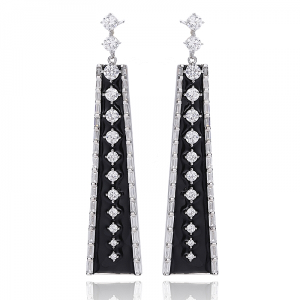 Round Rainbow Cubic Zircon And Rainbow Enamel Rhodium Silver Earring 