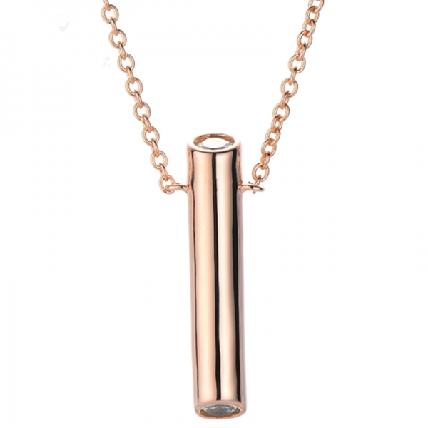 Round White Cubic Zircon Silver Necklace With Glod Plating 