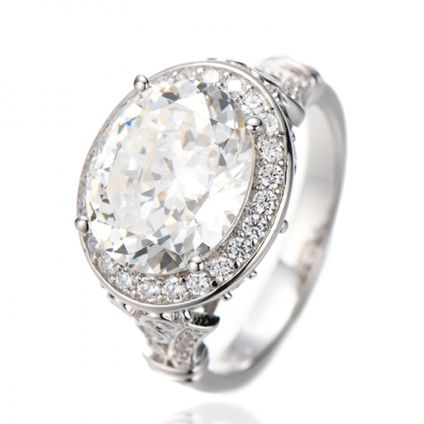 Oval Shape Diamond Yellow And Marquise White Cubic Zircon Rhodium Silver Ring 