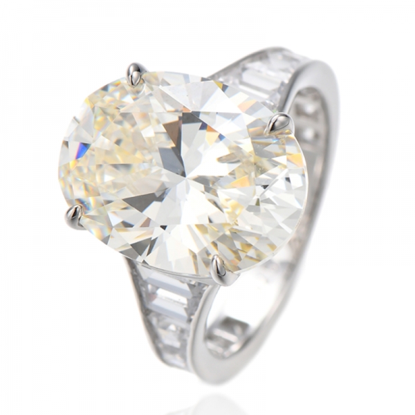 Oval Shape Aquamarine Nano And Boat Shape White Cubic Zircon Rhodium Silver Ring 