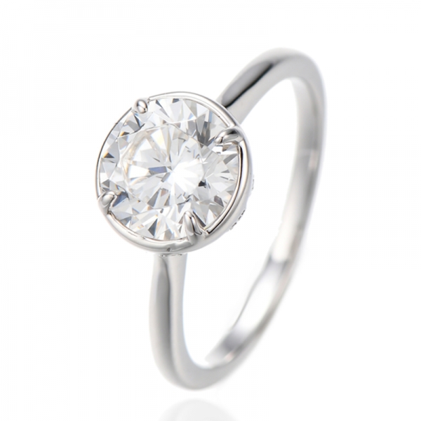 925 Round White Cubic Zircon Rhodium Plating Silver Ring 