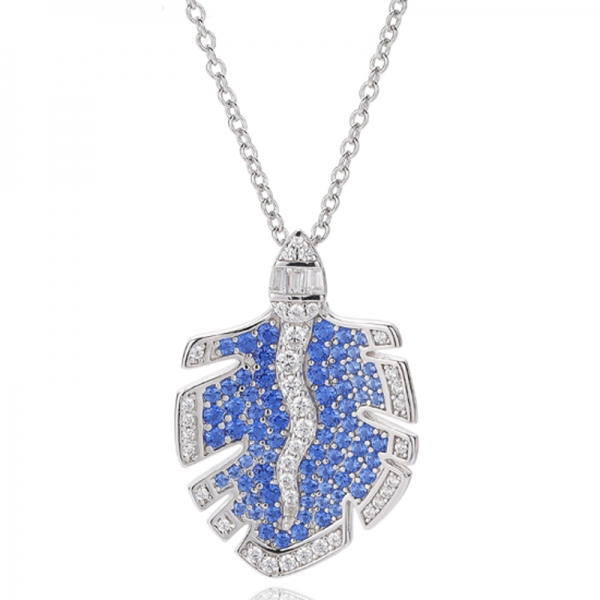 Round Green Nano And Tapered White Cubic Zircon Rhodium Silver Pendant 